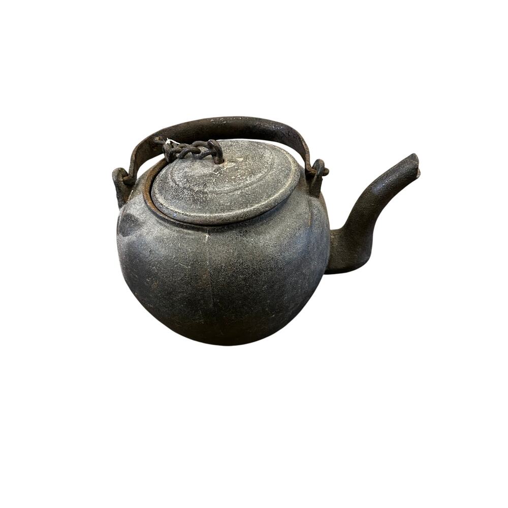 Antique 1800’s Cast Iron Tea Kettle Pot, Fire Cooking Hand maker